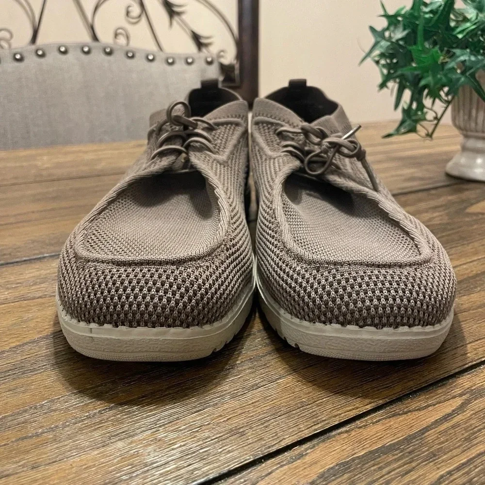 ITAZERO Men’s Khaki Tan Casual Lace Up Shoe with Arch Support Insoles Size 11